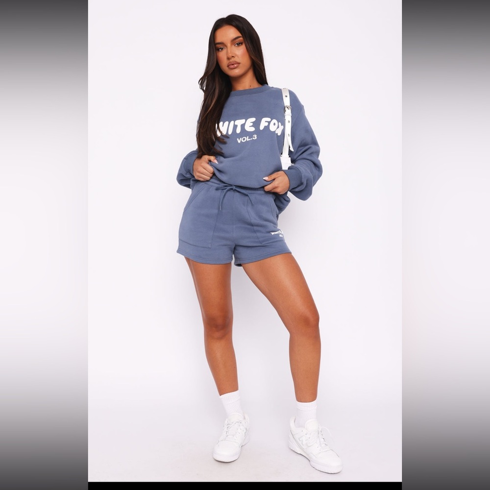 White Fox Boutique Volume 3 Sweatshirt & Shorts Set (Ocean) - Picture 3 of 16